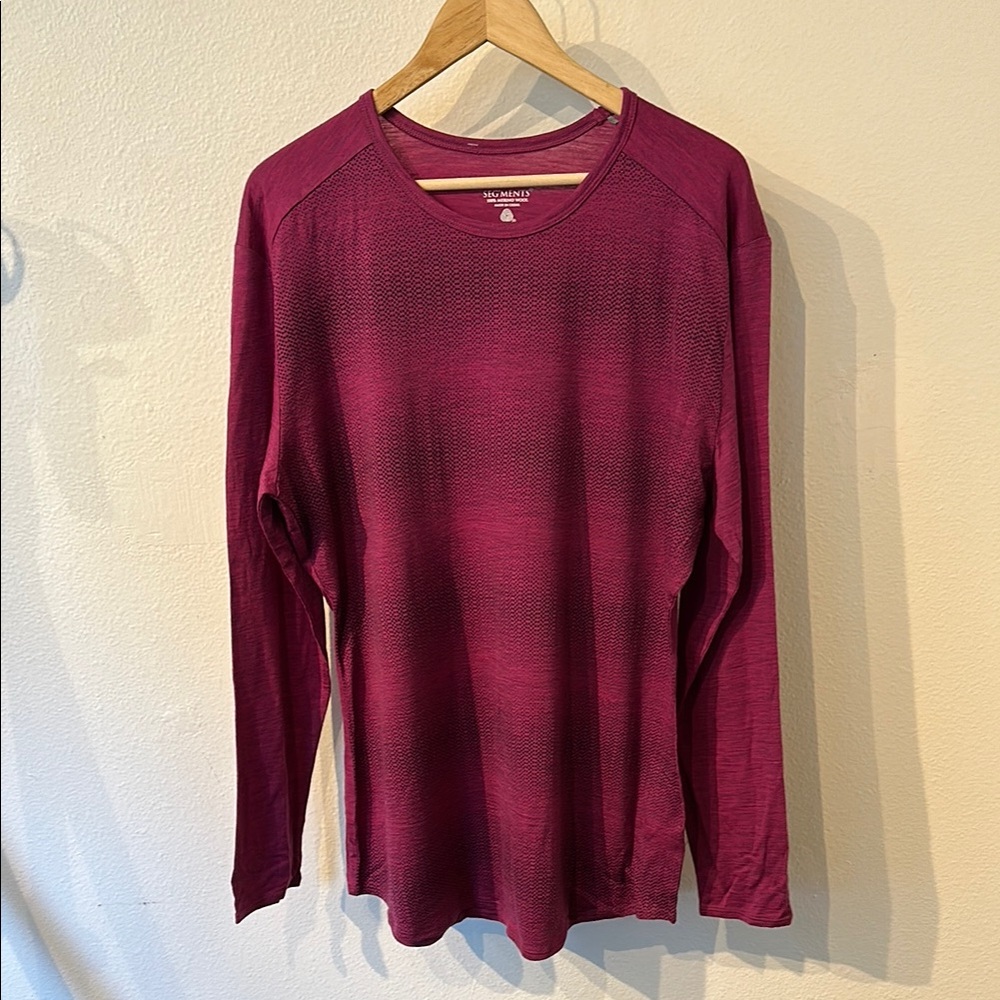 100% merino wool Burgundy Long Sleeve Top